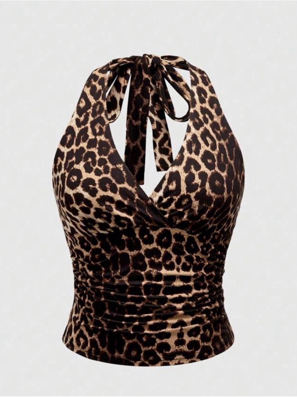 Leopard Halter Tie Top